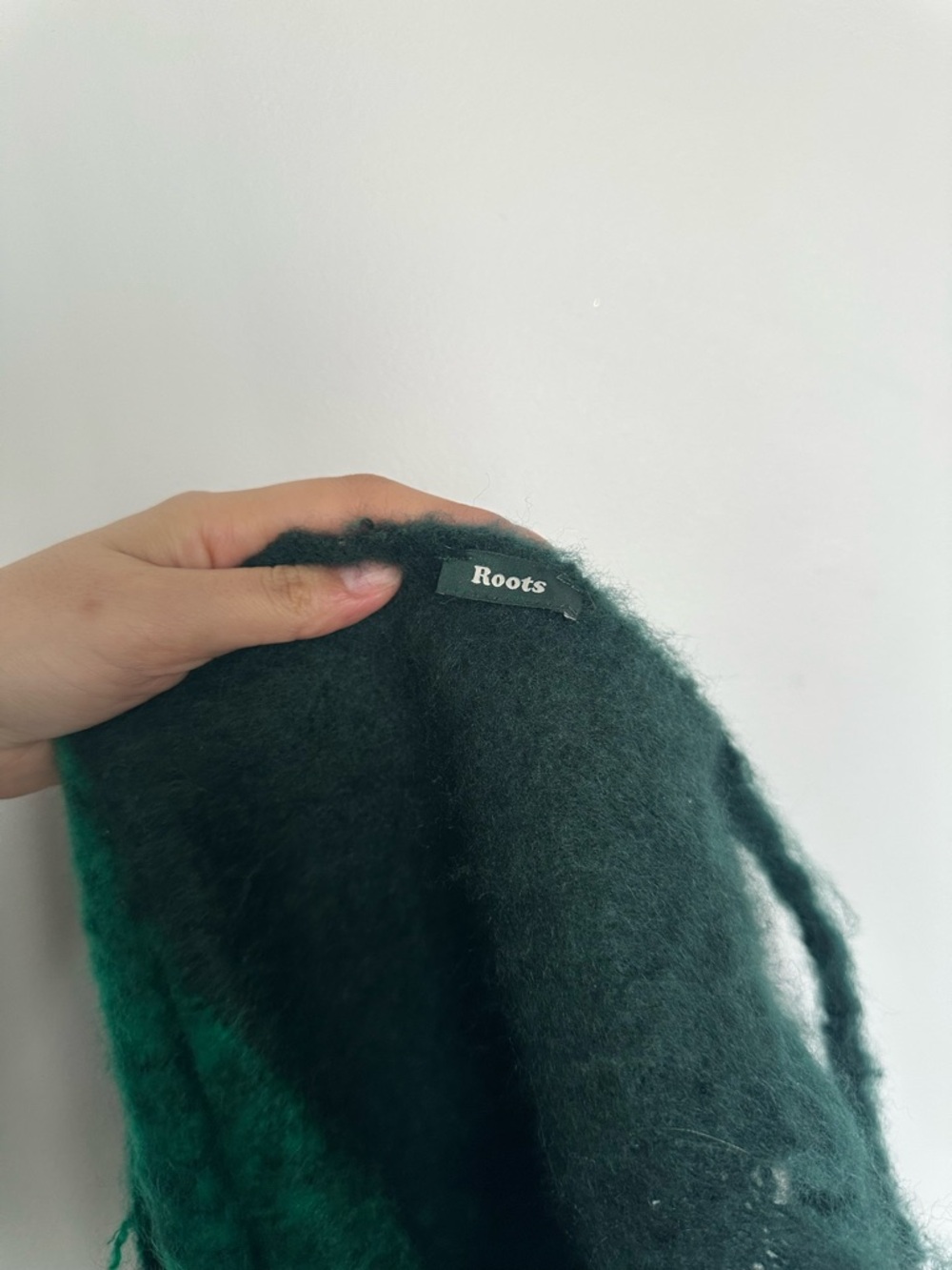 Roots Oversized Dark Green Plaid Fringe Scarf - Picture 4 of 4
